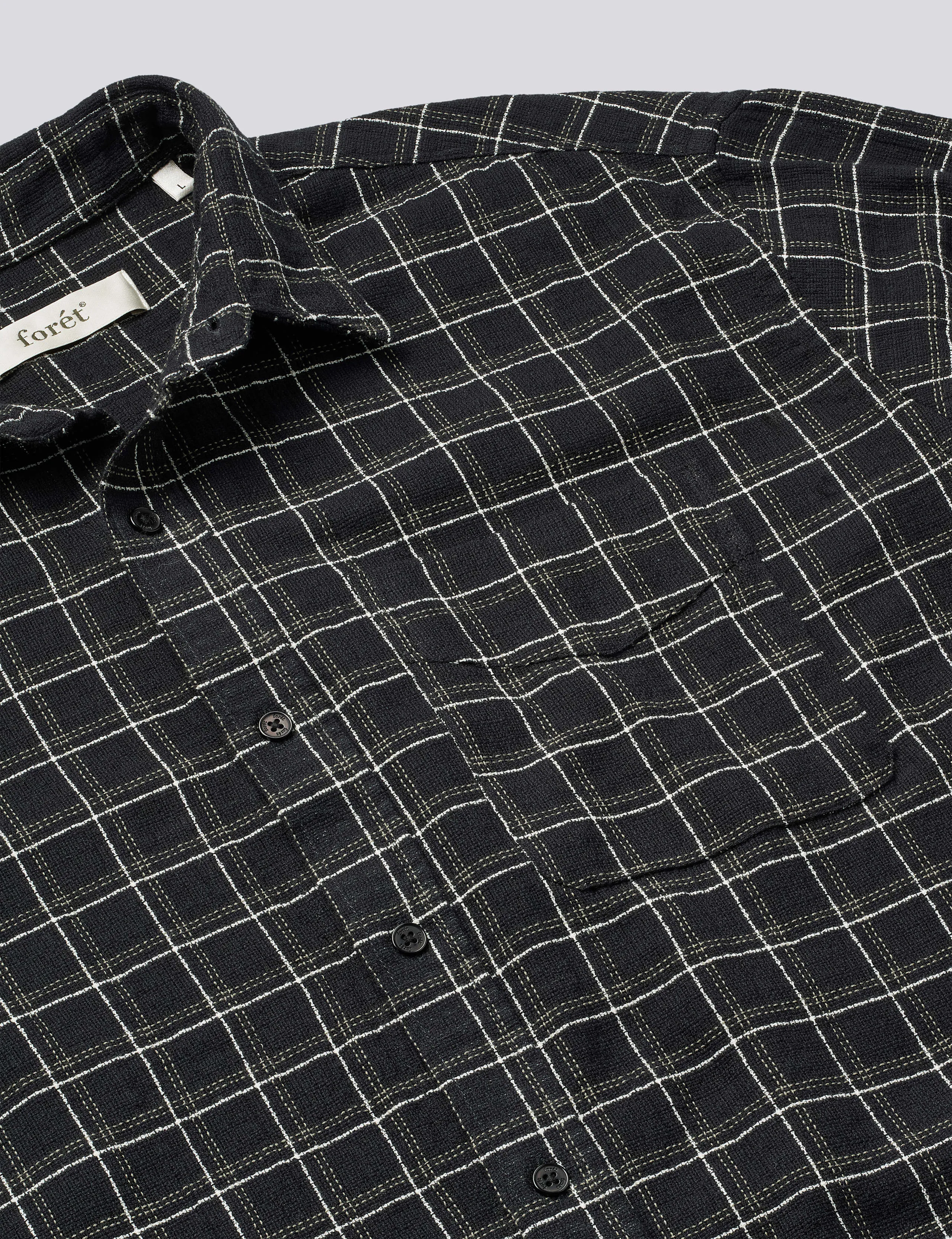 SCOUT RELAXED FIT LOOSE WEAVE CHECK SHIRT - BLACK CHECK sold by Foret product image thumbnail 2