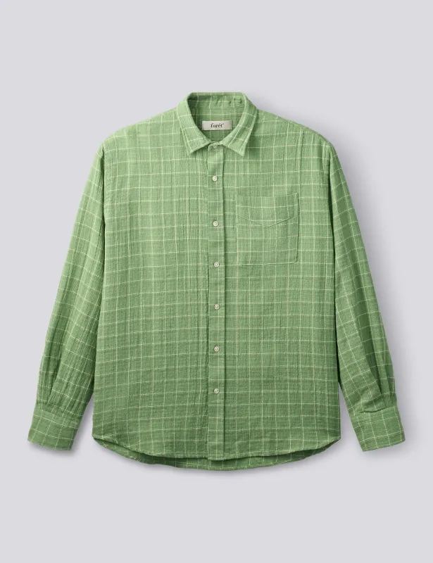 SCOUT RELAXED FIT LOOSE WEAVE CHECK SHIRT - VIBRANT MOSS CHECK made by Foret