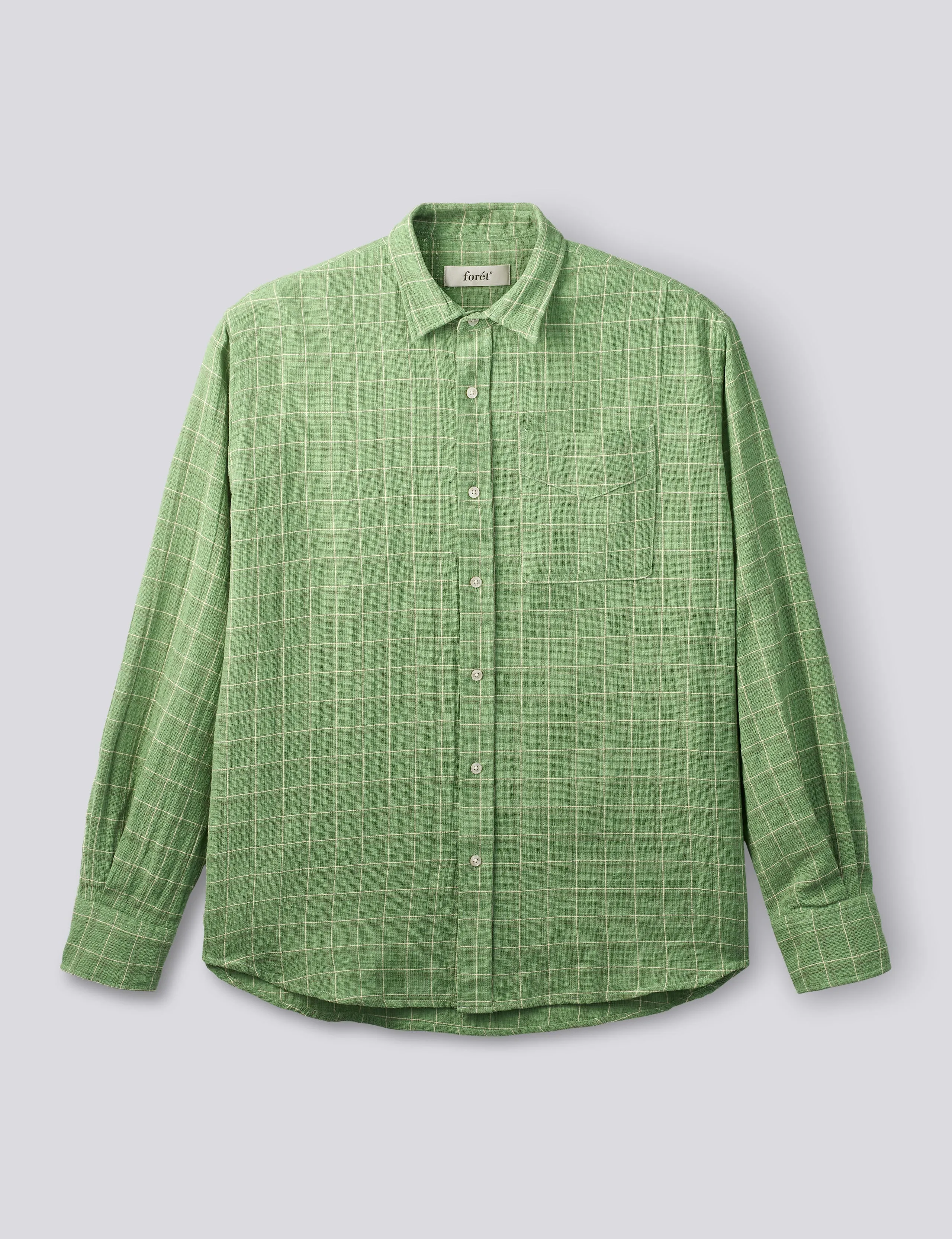 SCOUT RELAXED FIT LOOSE WEAVE CHECK SHIRT - VIBRANT MOSS CHECK sold by Foret