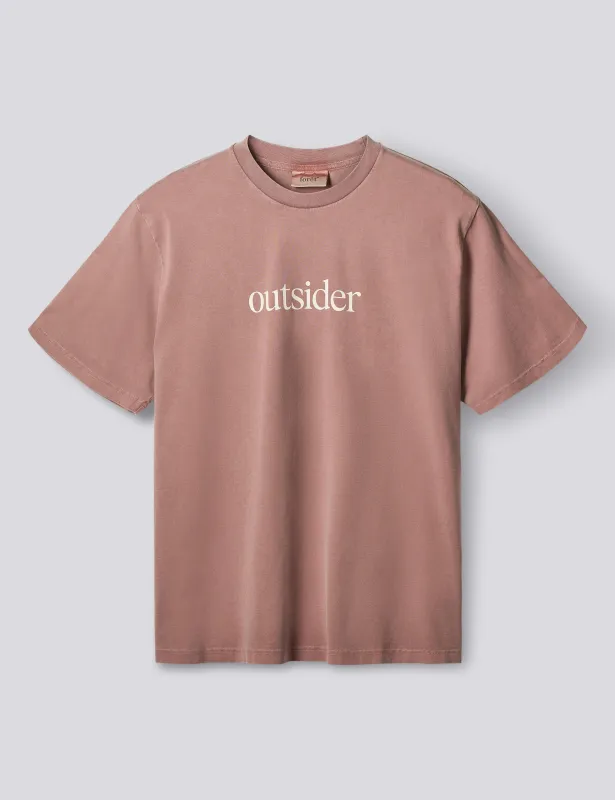 OUTSIDER PIGMENT DYE T-SHIRT - ROSE CLAY made by Foret