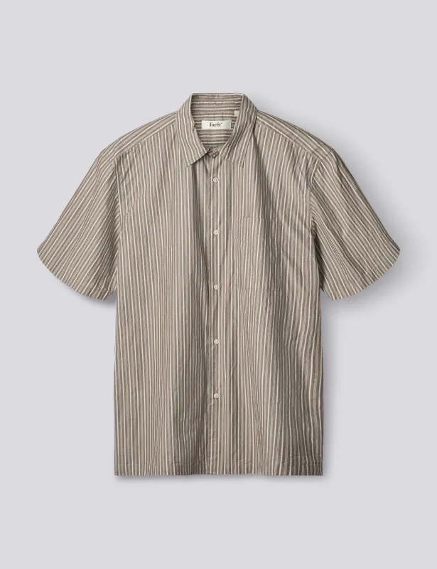 SURFACE TYPEWRITER STRIPE SHIRT - BROWN STRIPE made by Foret