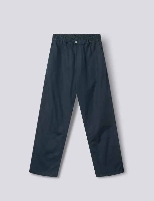 CLAY COTTON LINEN PANTS - NAVY made by Foret