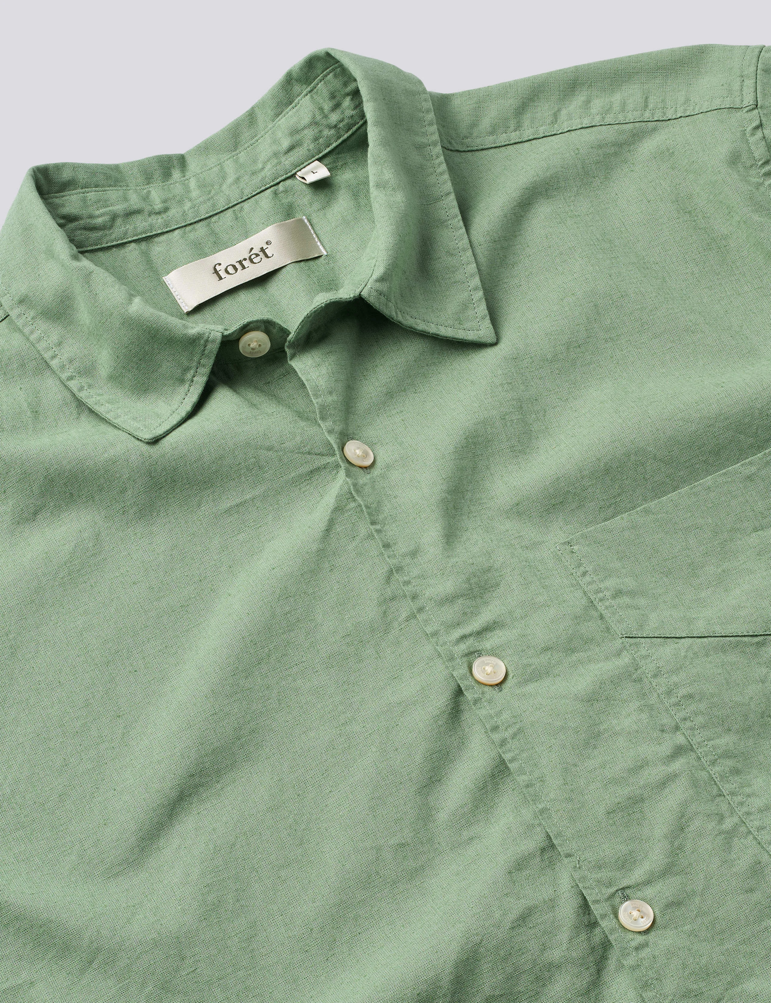 SALT SS COTTON LINEN SHIRT - OXIDE GREEN sold by Foret product image thumbnail 4