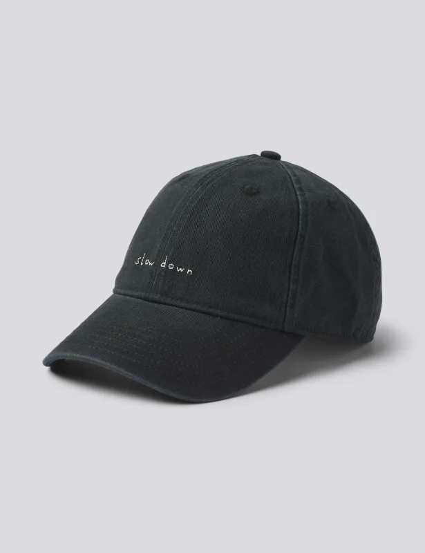 SLOW DOWN WASHED CAP - BLACK made by Foret
