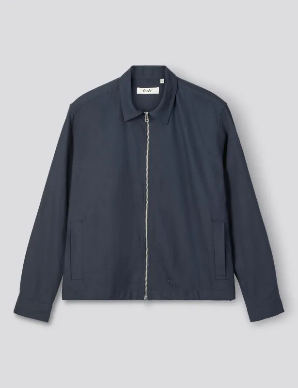 LOFT ZIP TWILL SHIRT - NAVY made by Foret