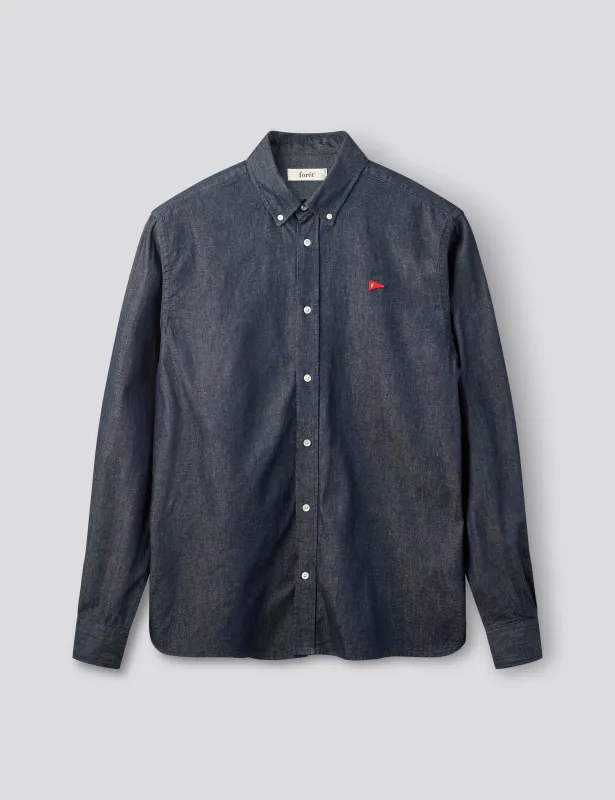 FLAG REGULAR FIT DENIM SHIRT - BLUE made by Foret