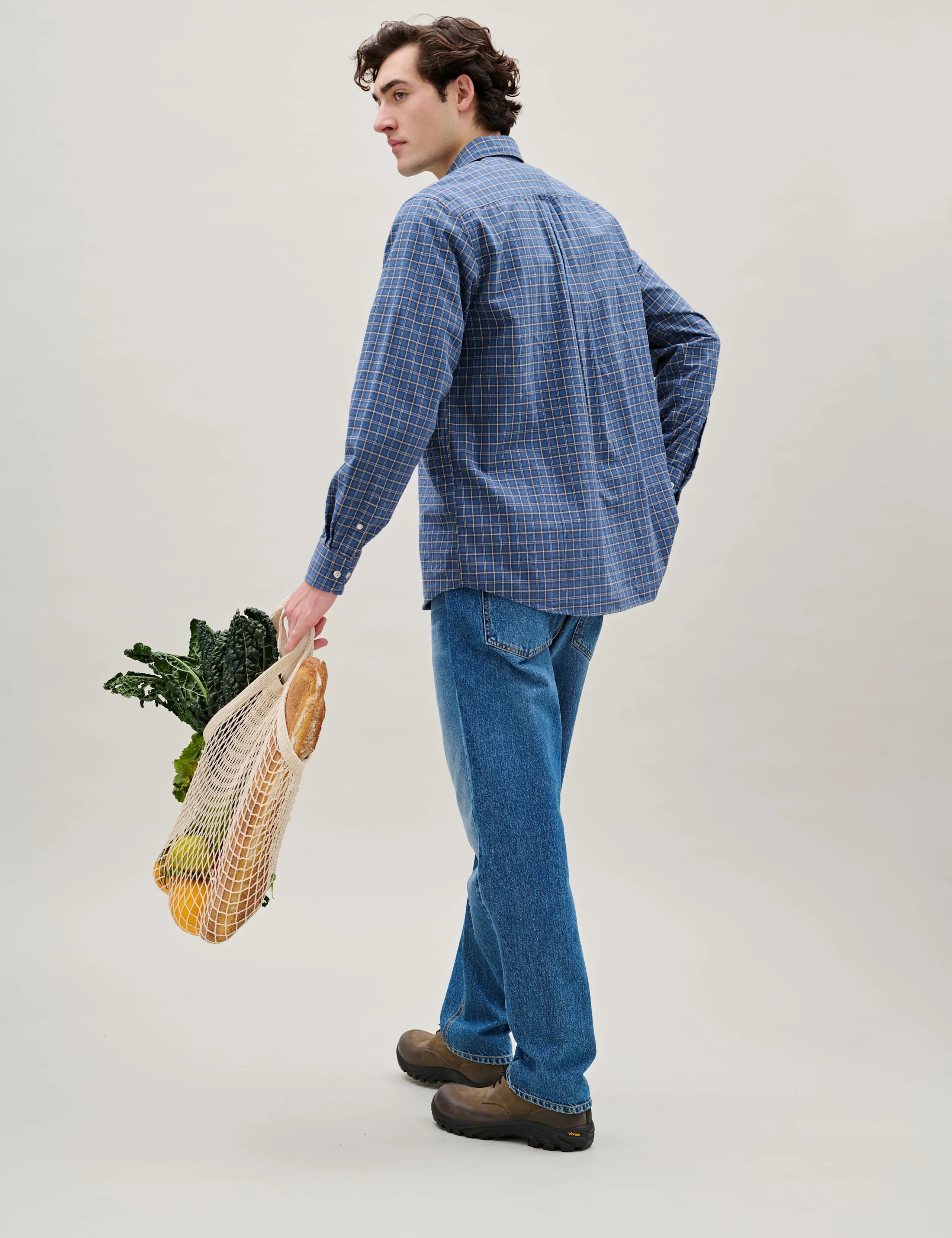 RIDGE REGULAR FIT FLANNEL SHIRT - NAVY CHECK sold by Foret product image thumbnail 3