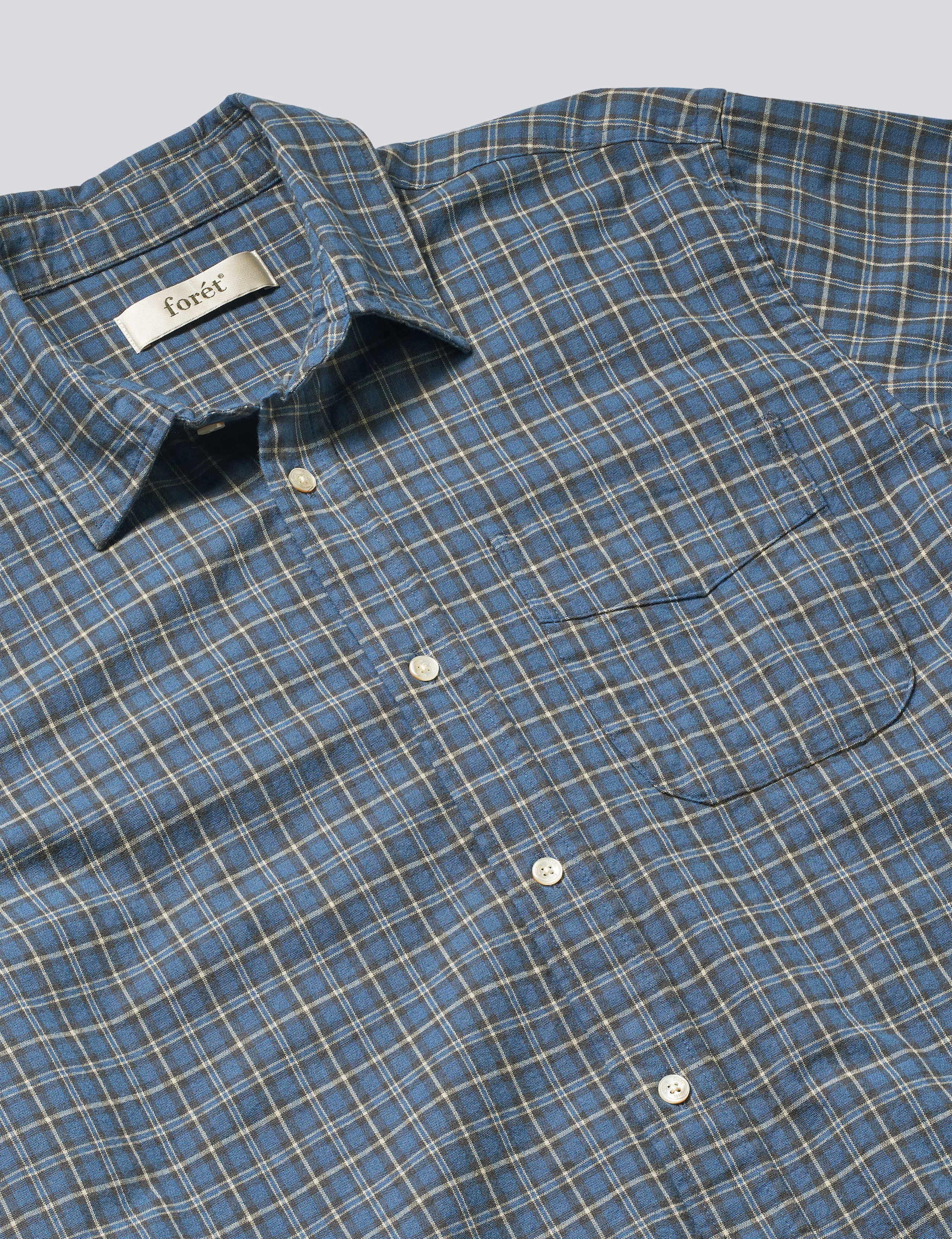 RIDGE REGULAR FIT FLANNEL SHIRT - NAVY CHECK sold by Foret product image thumbnail 5