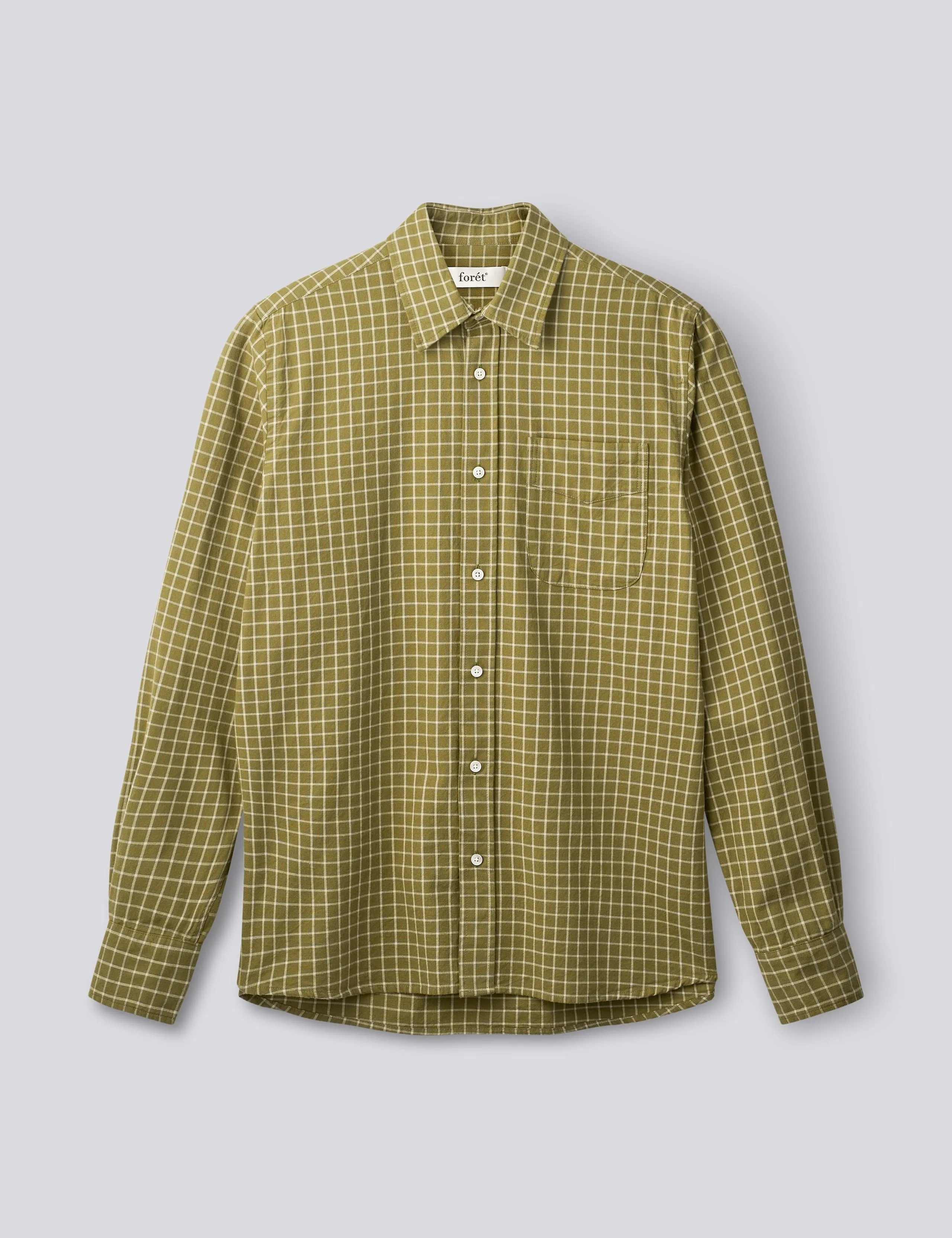RIDGE REGULAR FIT FLANNEL SHIRT - THYME CHECK sold by Foret