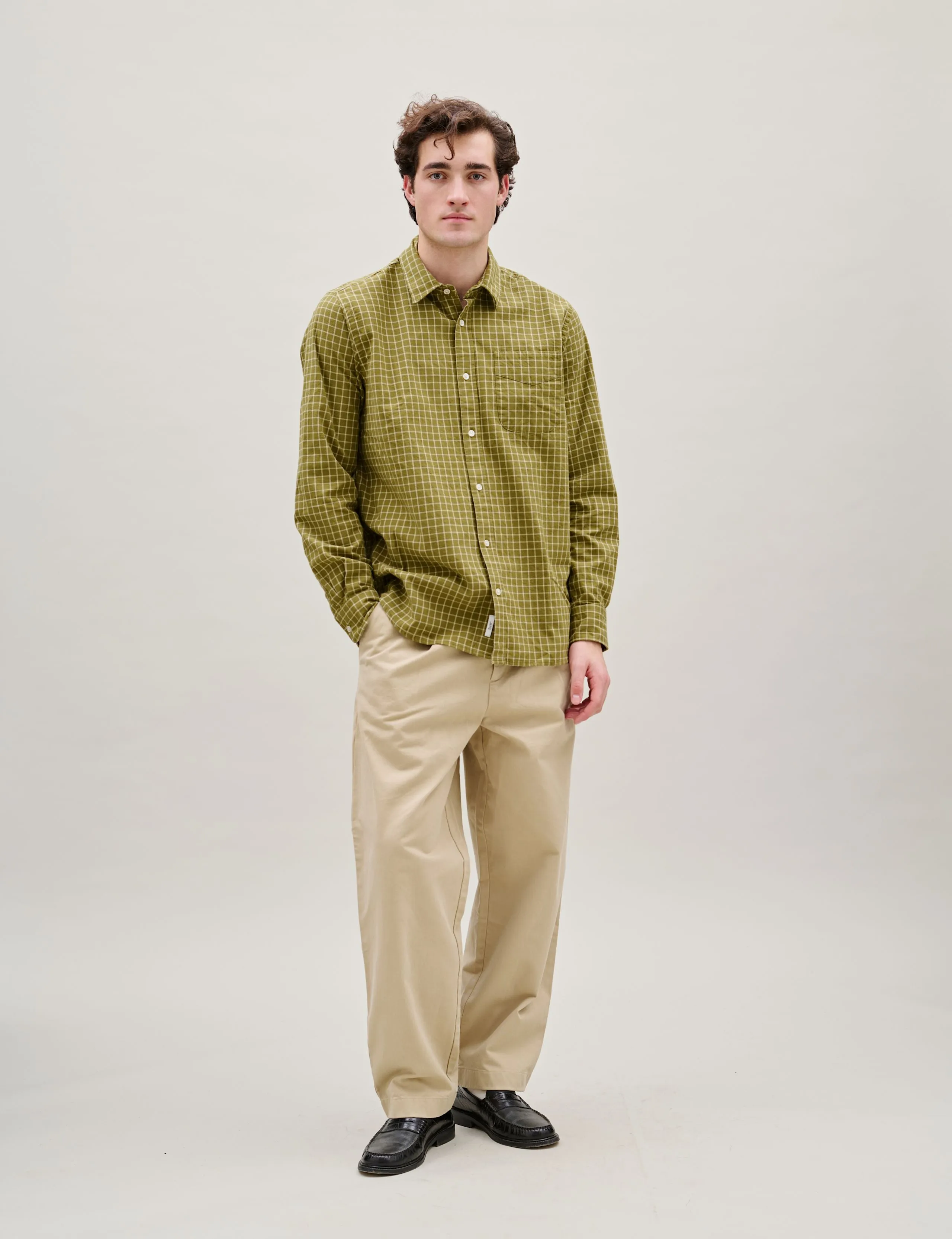 RIDGE REGULAR FIT FLANNEL SHIRT - THYME CHECK sold by Foret product image thumbnail 2