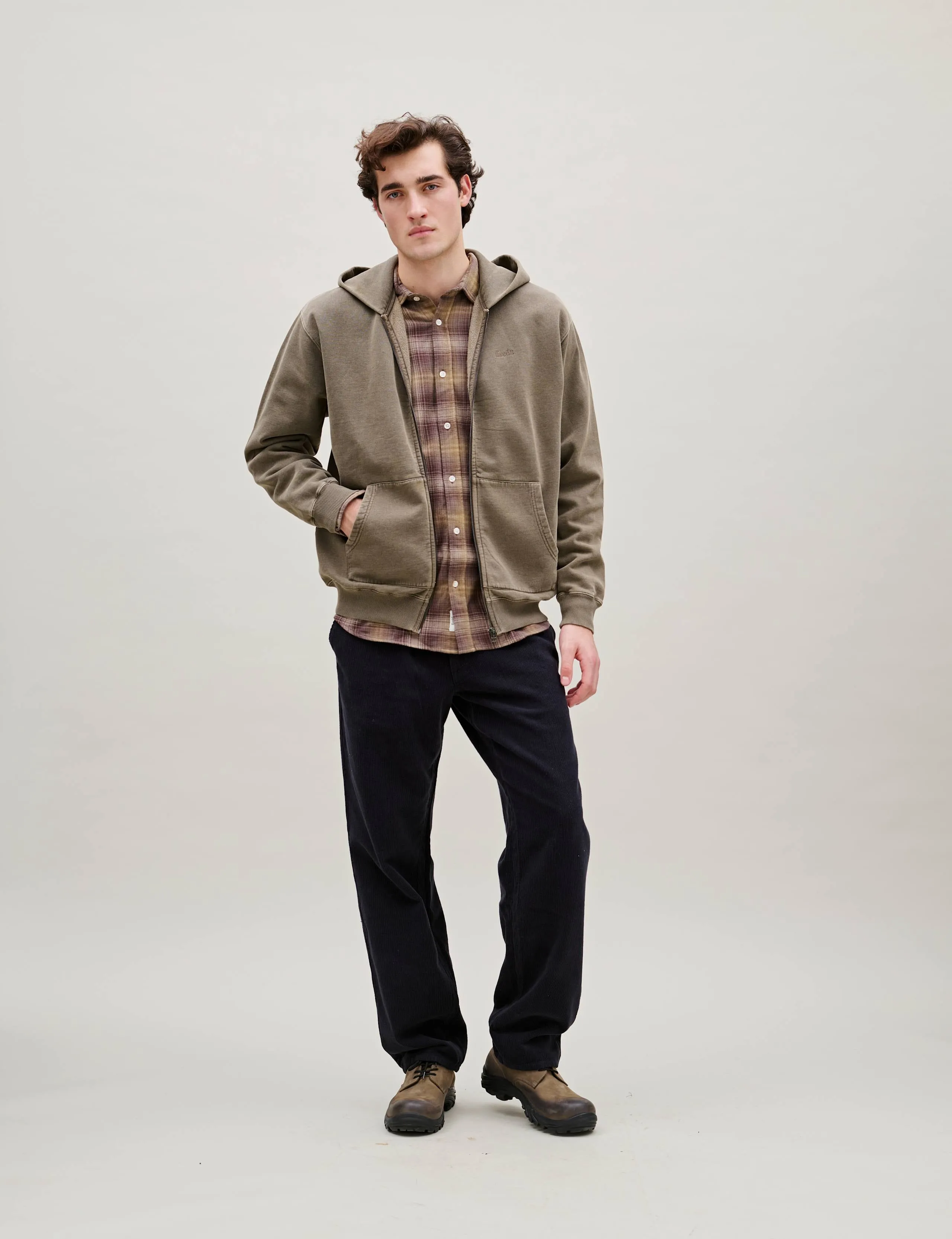 NOON PIGMENT DYED ZIP HOODIE - WOOD sold by Foret product image thumbnail 3