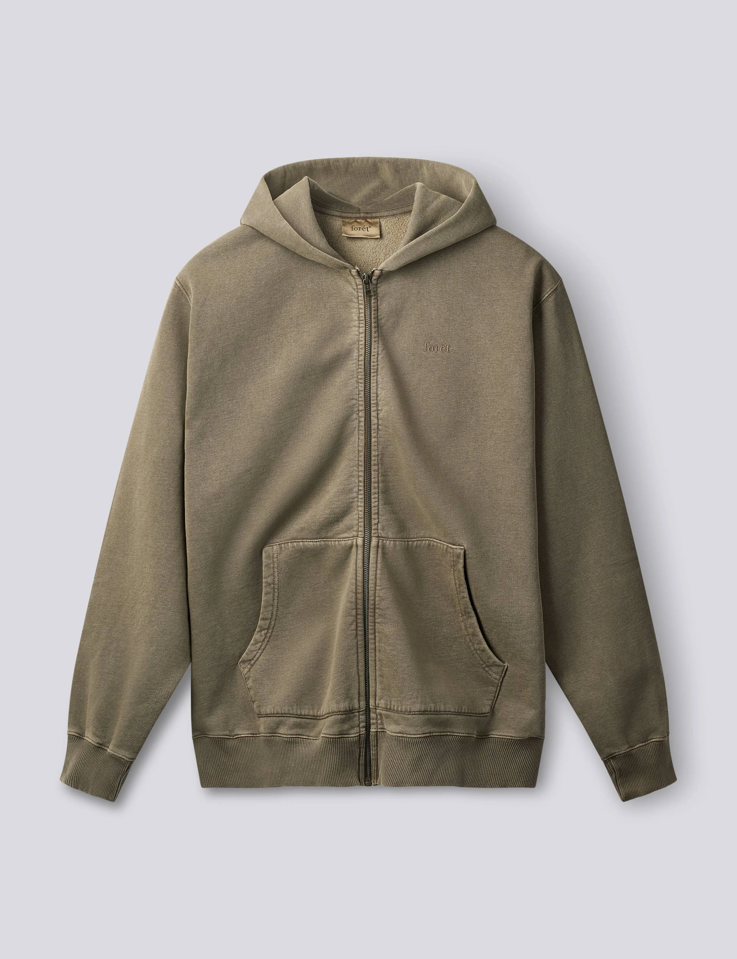 NOON PIGMENT DYED ZIP HOODIE - WOOD sold by Foret