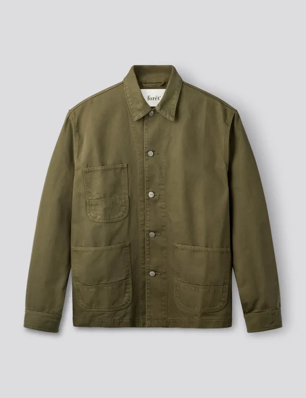 FORAGER TWILL JACKET - ARMY made by Foret