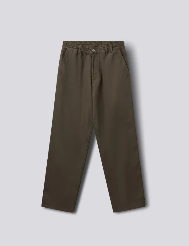 CLAY TWILL PANTS - WOOD made by Foret