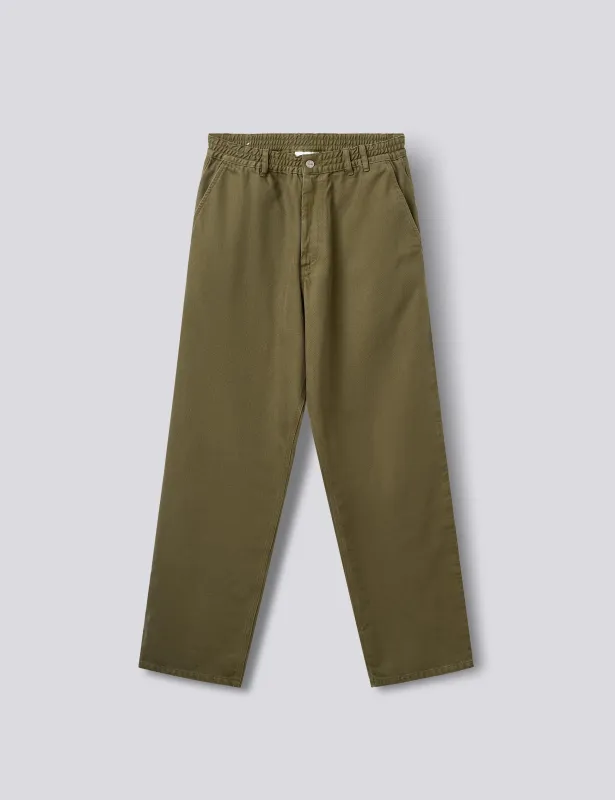CLAY TWILL PANTS - ARMY made by Foret