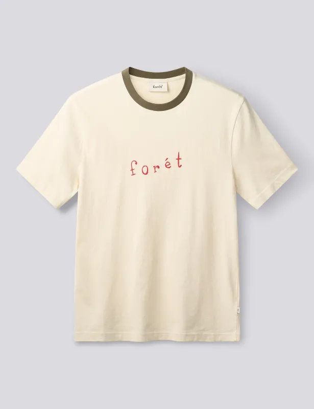 CREST T-SHIRT - CLOUD/RED/WOOD made by Foret