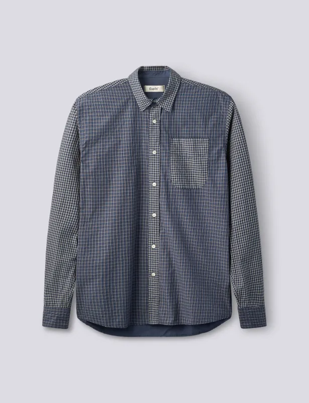SCOUT MIX UP POPLIN RELAXED FIT SHIRT - NAVY MIX made by Foret