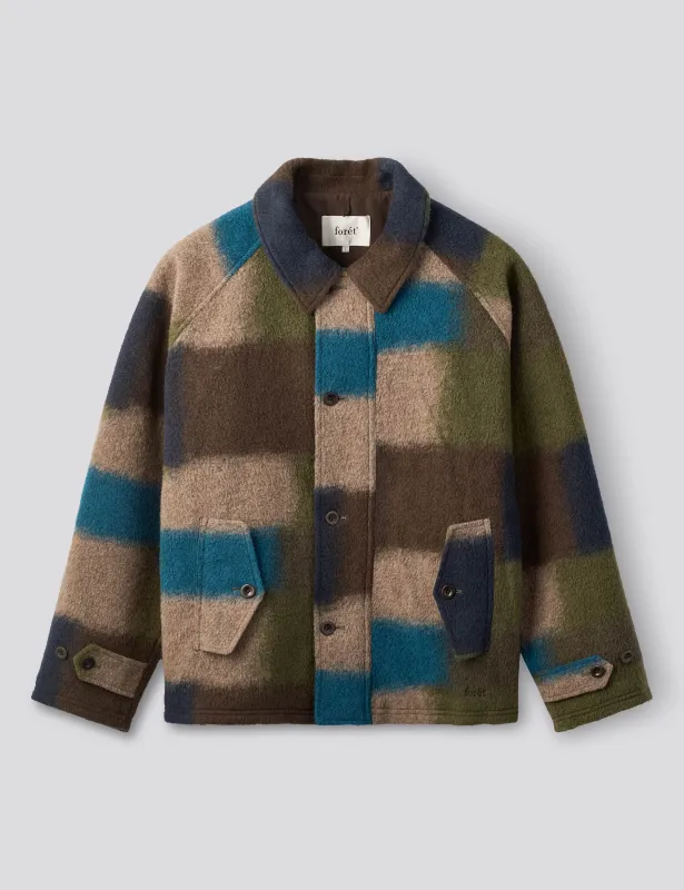 FRAGMENT WOOL JACKET - BLUE CHECK made by Foret