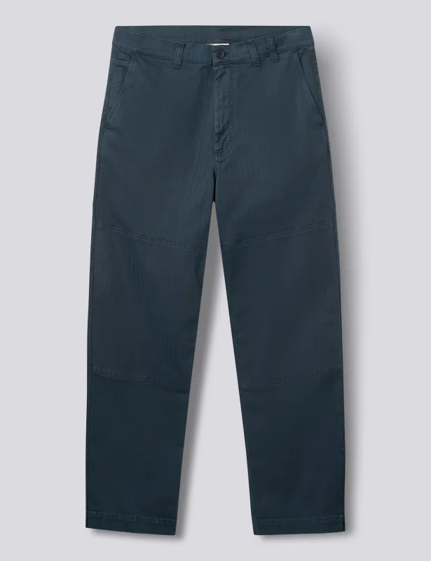 MOSS RELAXED FIT HERRINGBONE PAINTER PANTS - NAVY made by Foret
