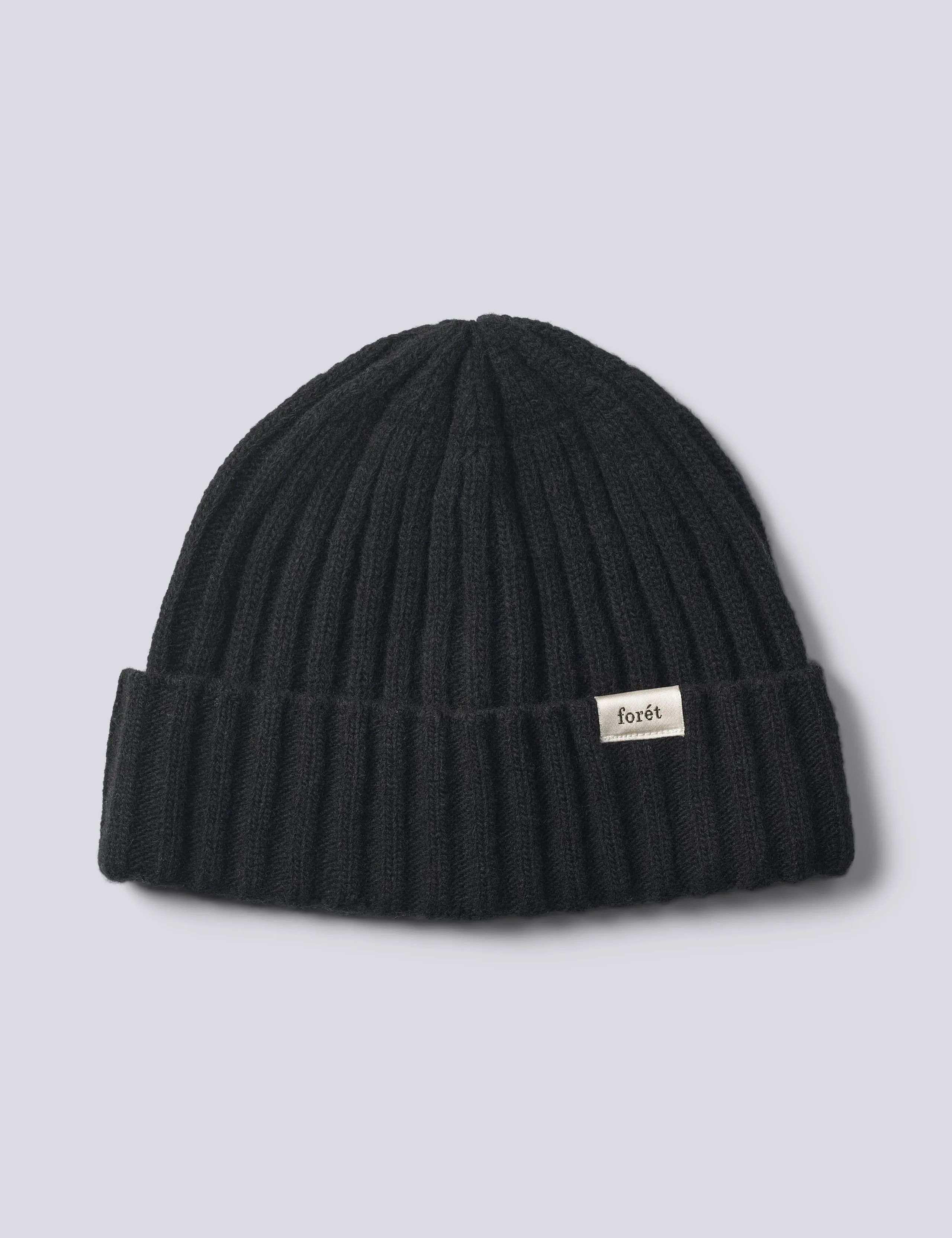 RELAX RIB LAMBSWOOL BEANIE - BLACK sold by Foret