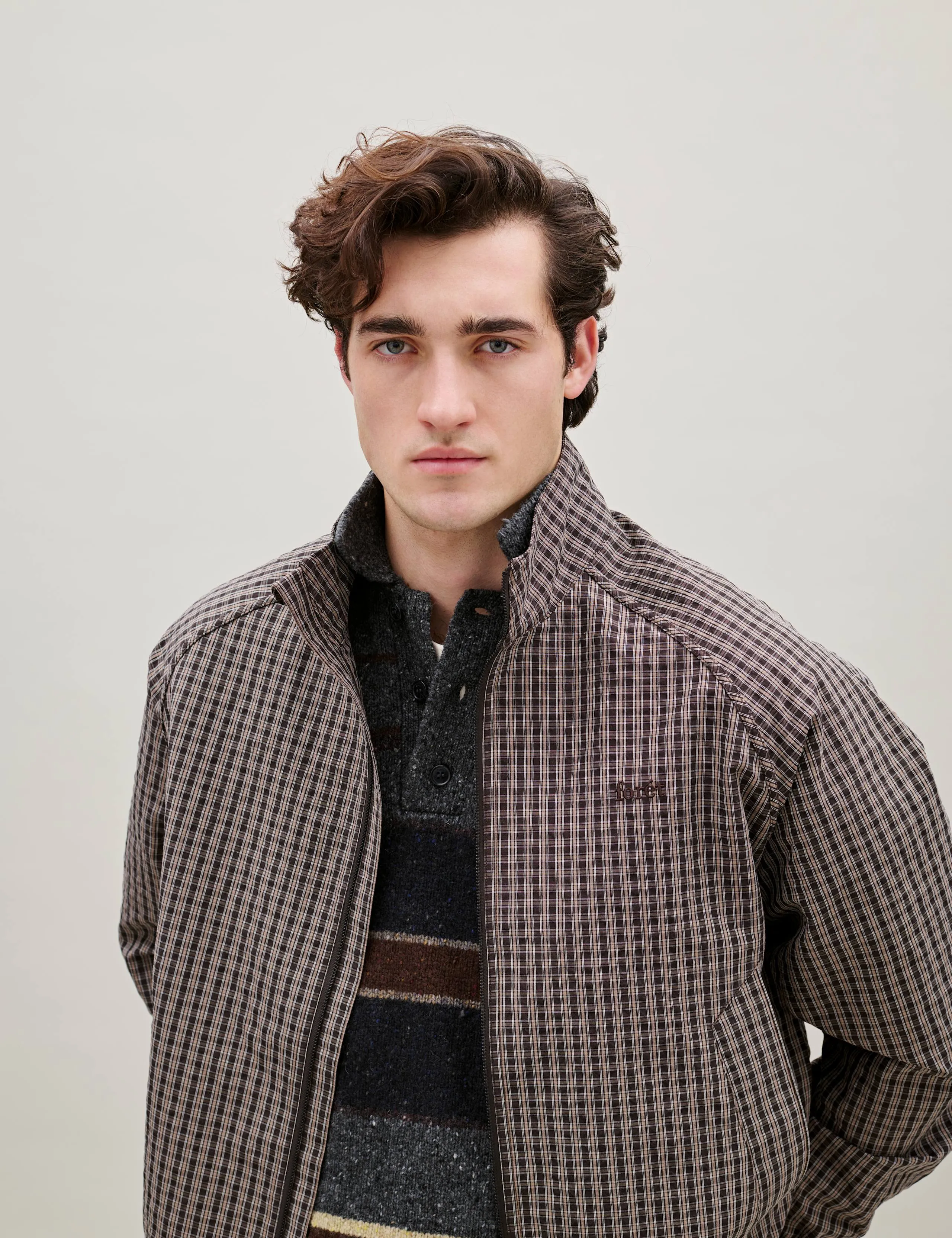 DAWN STRIPE KNIT POLO - GREY MELANGE sold by Foret product image thumbnail 4