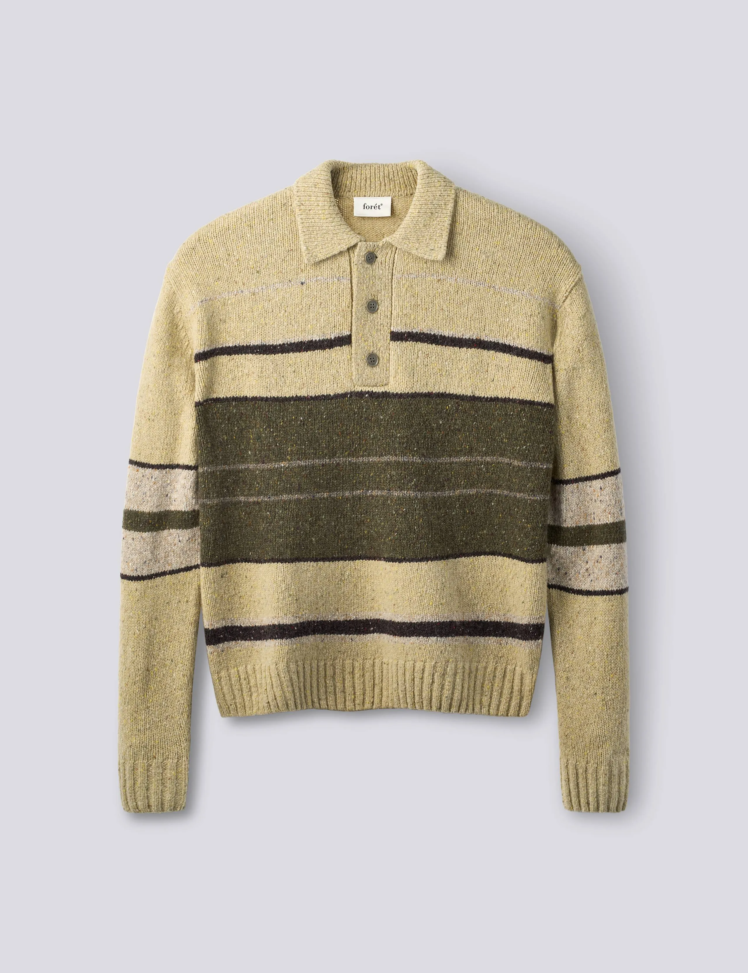 DAWN STRIPE KNIT POLO - OATMEAL sold by Foret