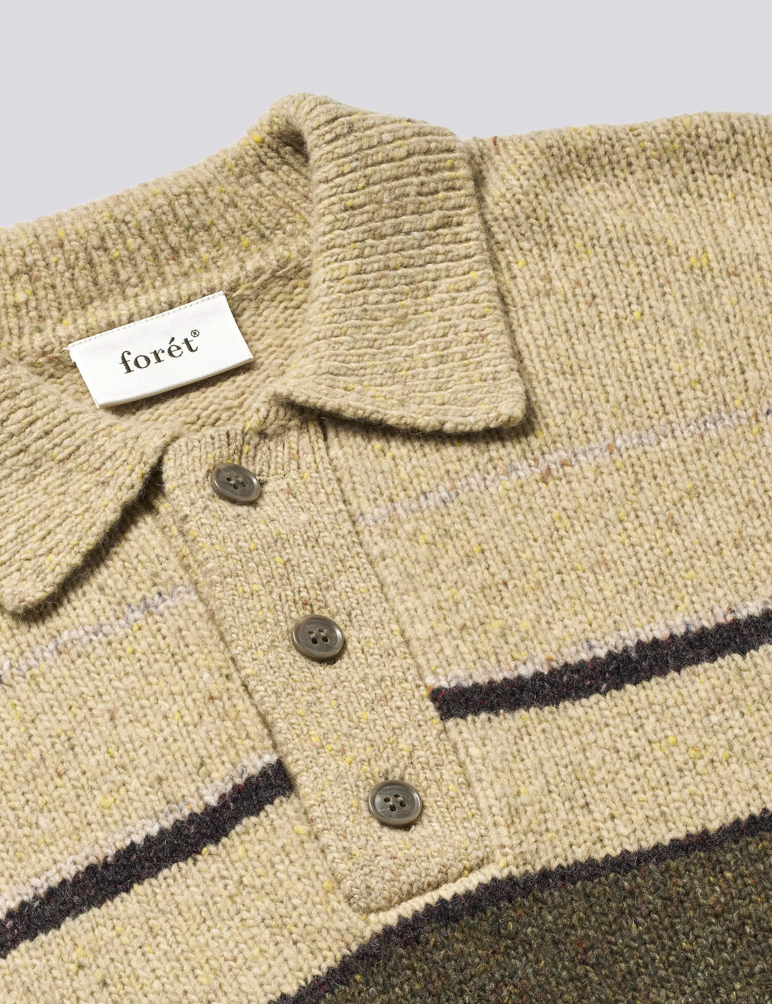 DAWN STRIPE KNIT POLO - OATMEAL sold by Foret product image thumbnail 3