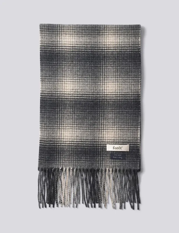 WOOL SCARF - GREY CHECK made by Foret