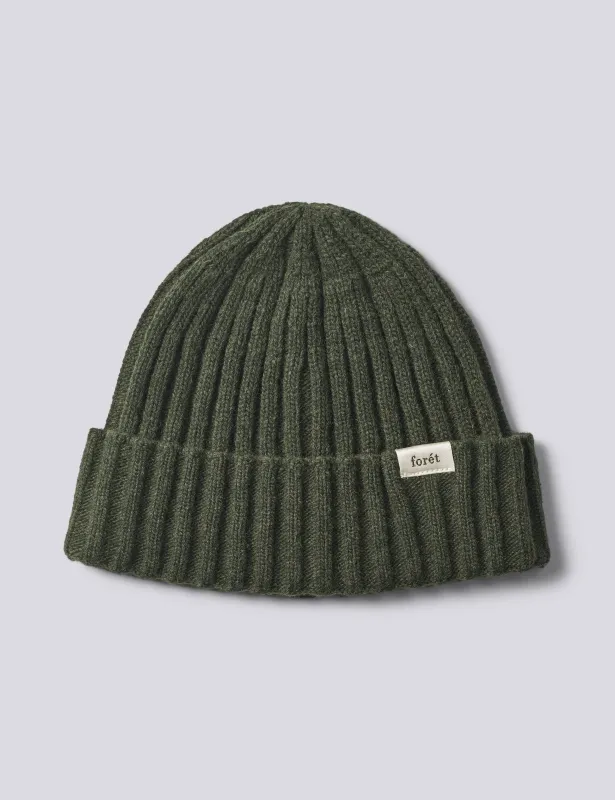 RELAX RIB LAMBSWOOL BEANIE - THYME made by Foret