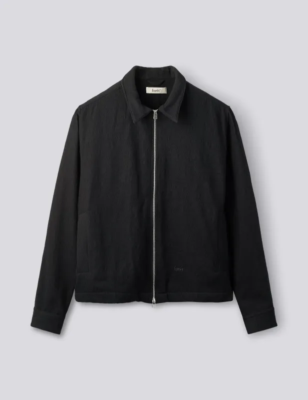 RAVEN WOOL ZIP OVERSHIRT - BLACK made by Foret