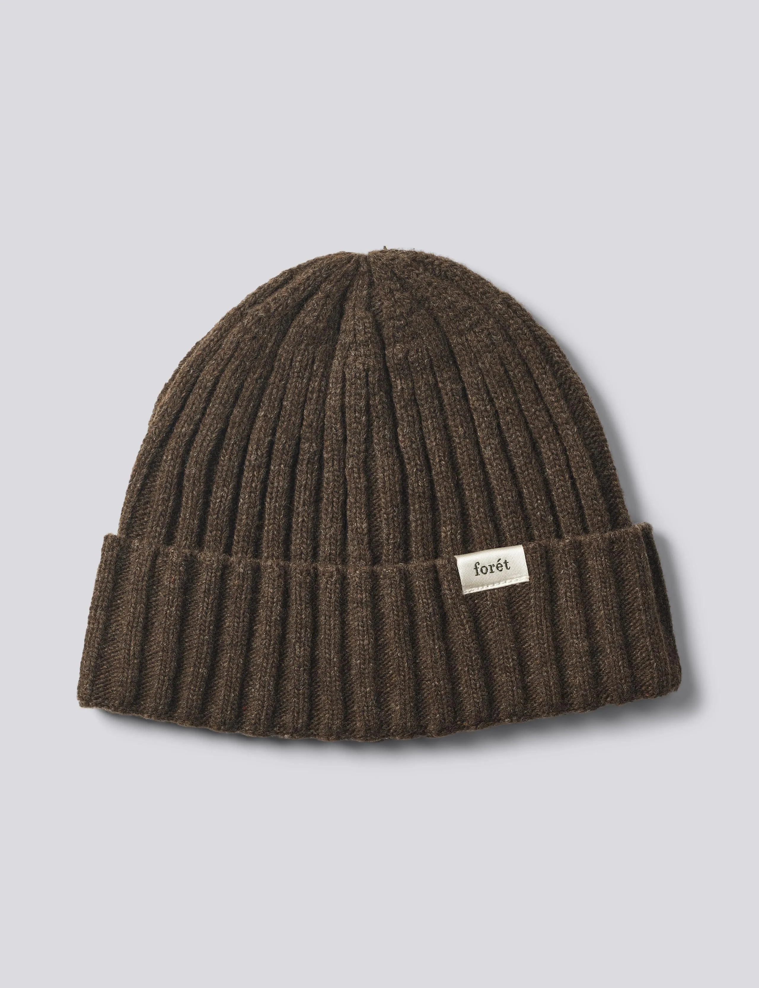 RELAX RIB LAMBSWOOL BEANIE - WOOD sold by Foret