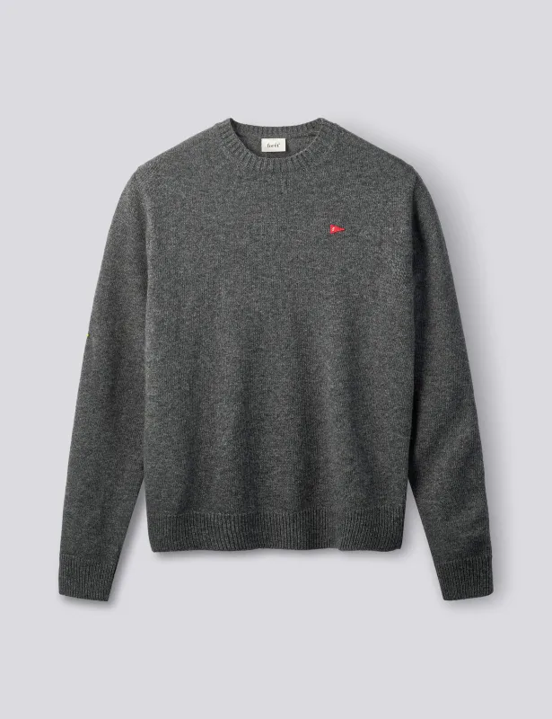 FLAG LAMBSWOOL KNIT - GREY MELANGE made by Foret