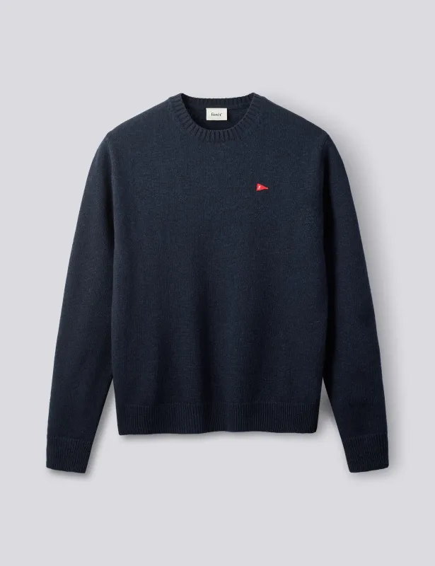 FLAG LAMBSWOOL KNIT - NAVY made by Foret