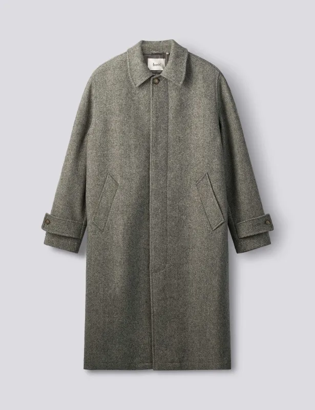 PINE WOOL COAT - GREY HERRINGBONE made by Foret