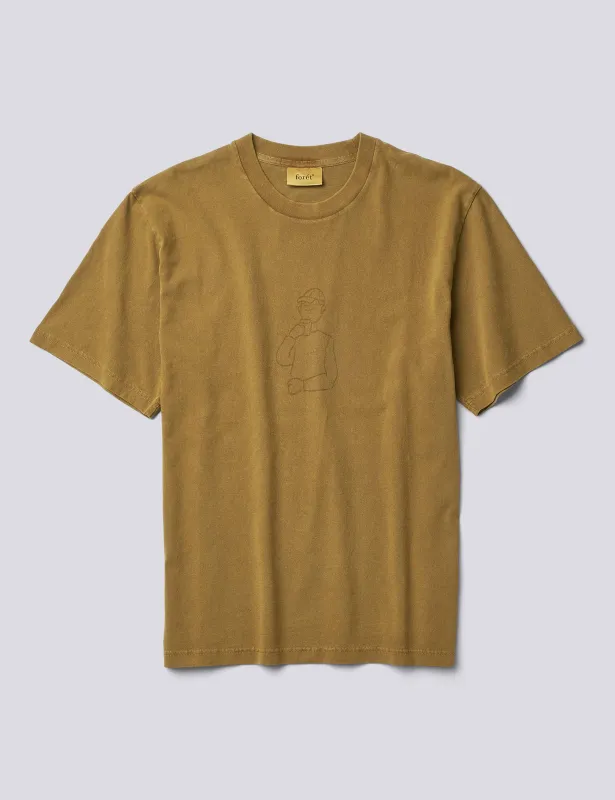 BREAK PIGMENT DYED T-SHIRT - FATIGUE GREEN made by Foret