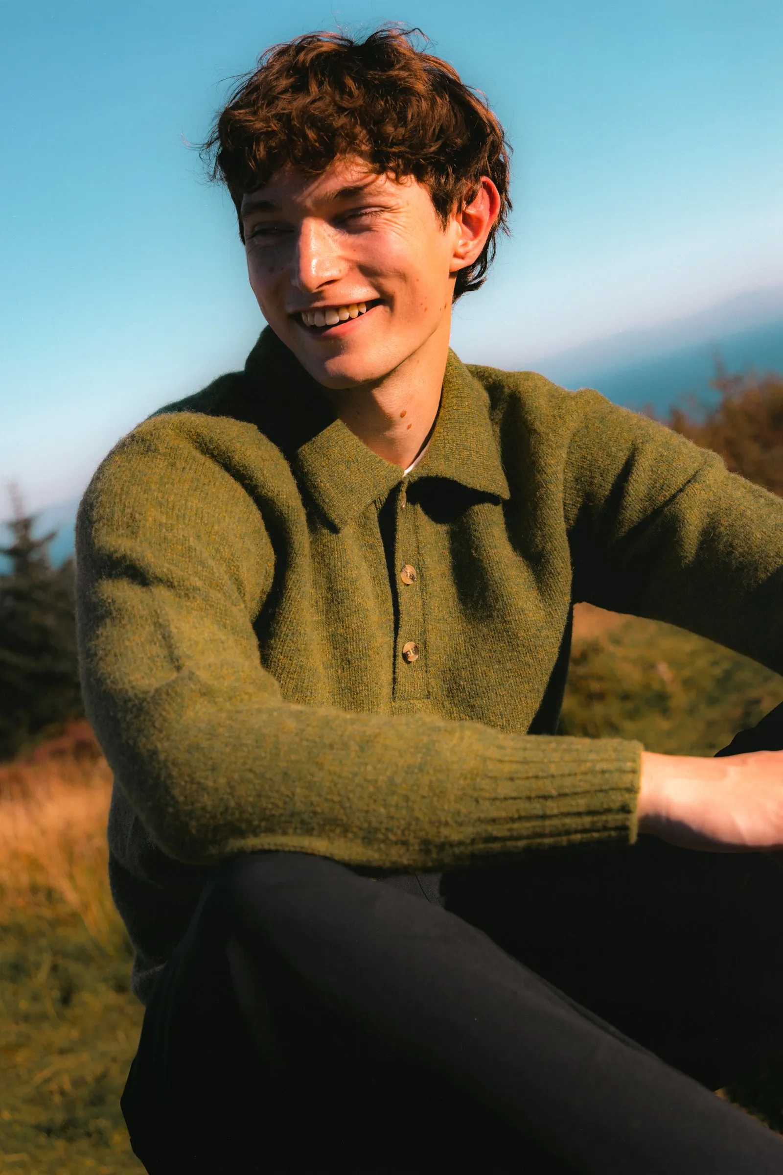 Lewis Brushed Shetland Polo in Apple Lambswool sold by Kestin product image thumbnail 2