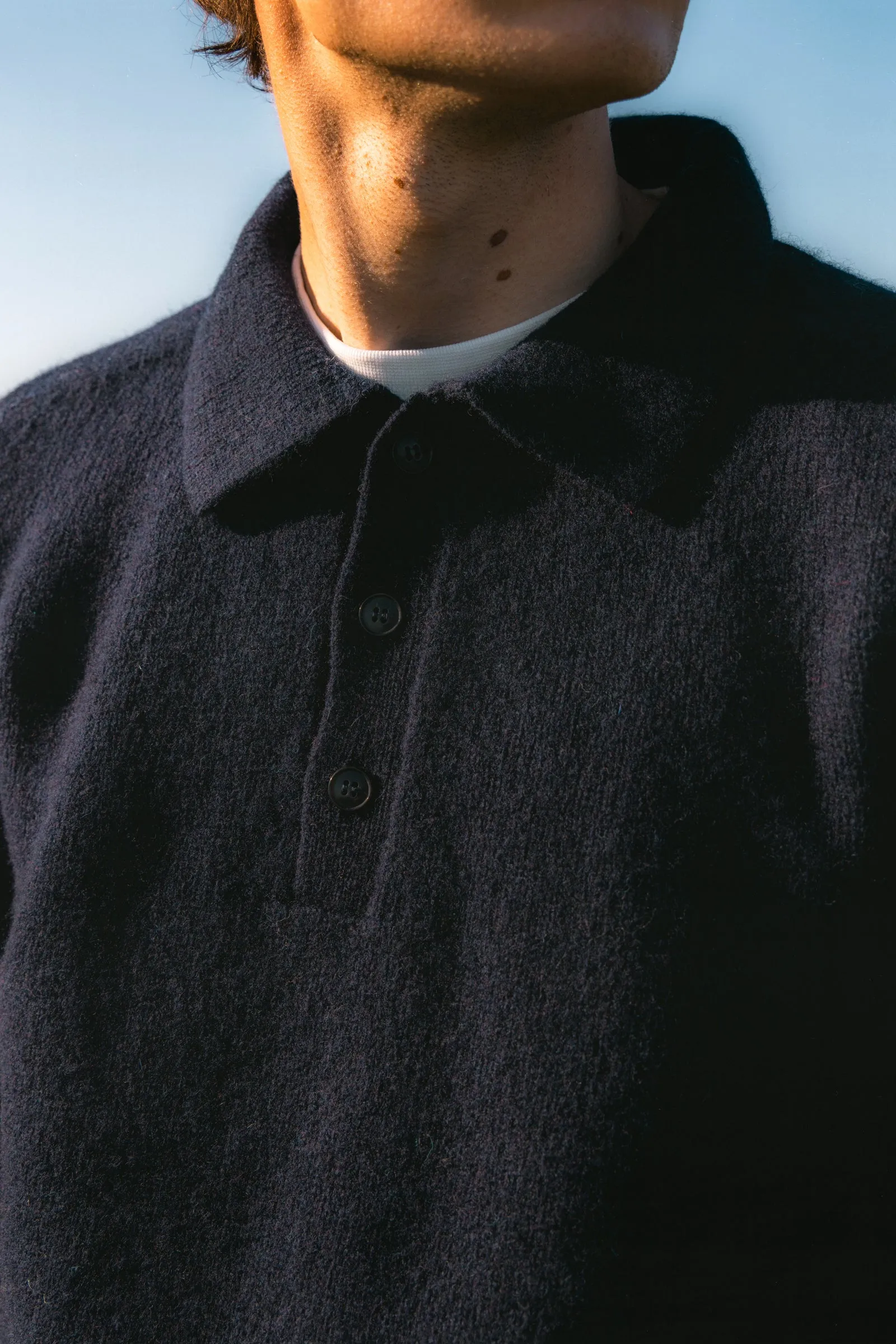 Lewis Brushed Shetland Polo in Navy Lambswool sold by Kestin product image thumbnail 3