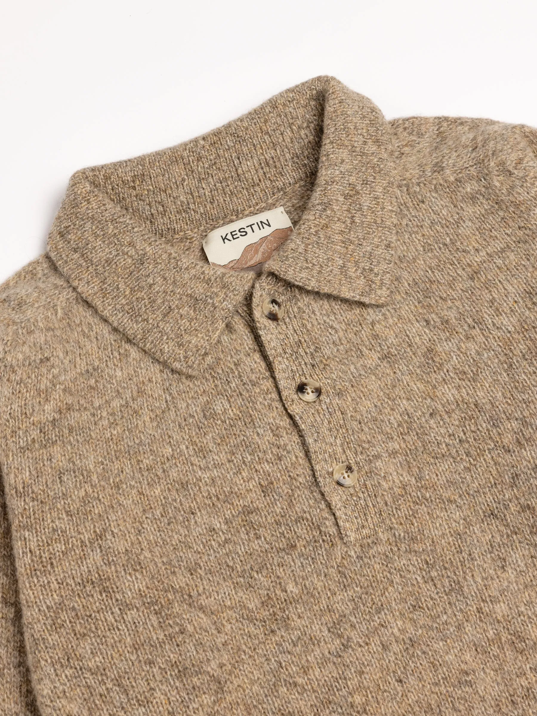 Lewis Brushed Shetland Polo in Mushroom Lambswool sold by Kestin product image thumbnail 4