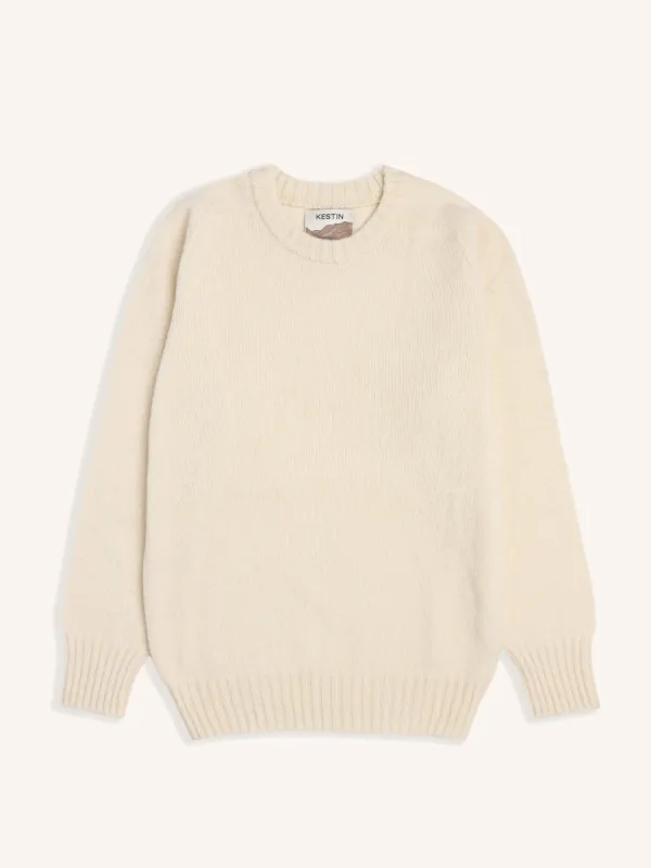 Brushed Shetland Crew in Ecru Lambswool sold by Kestin