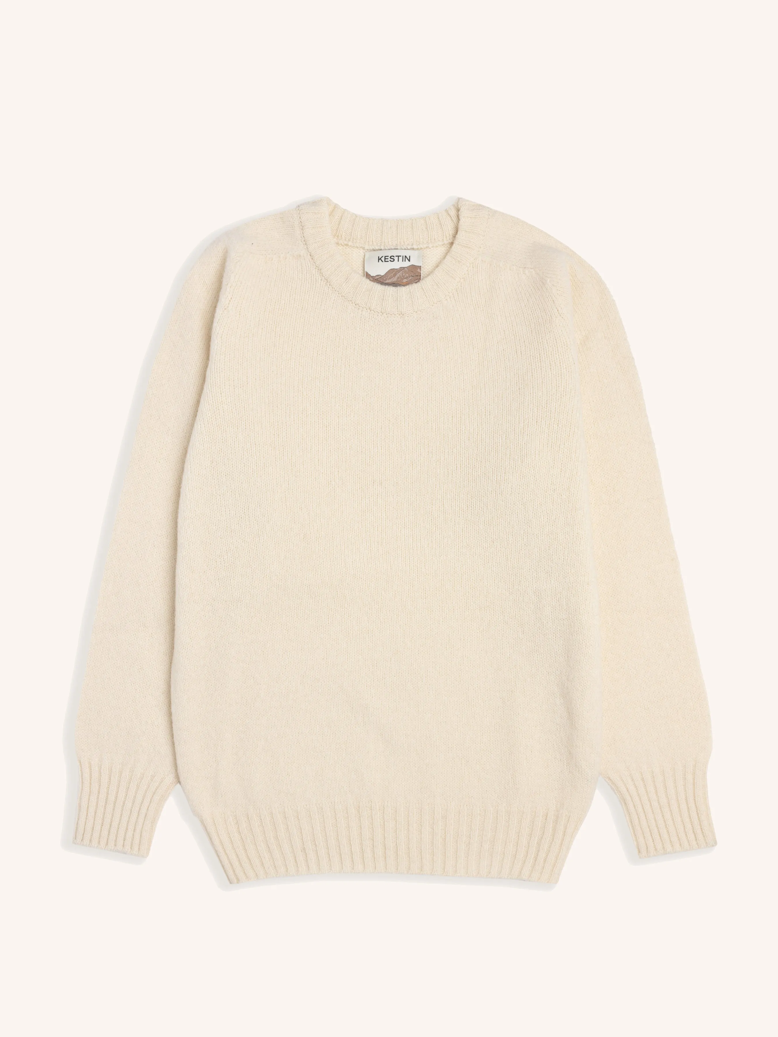 Brushed Shetland Crew in Ecru Lambswool sold by Kestin