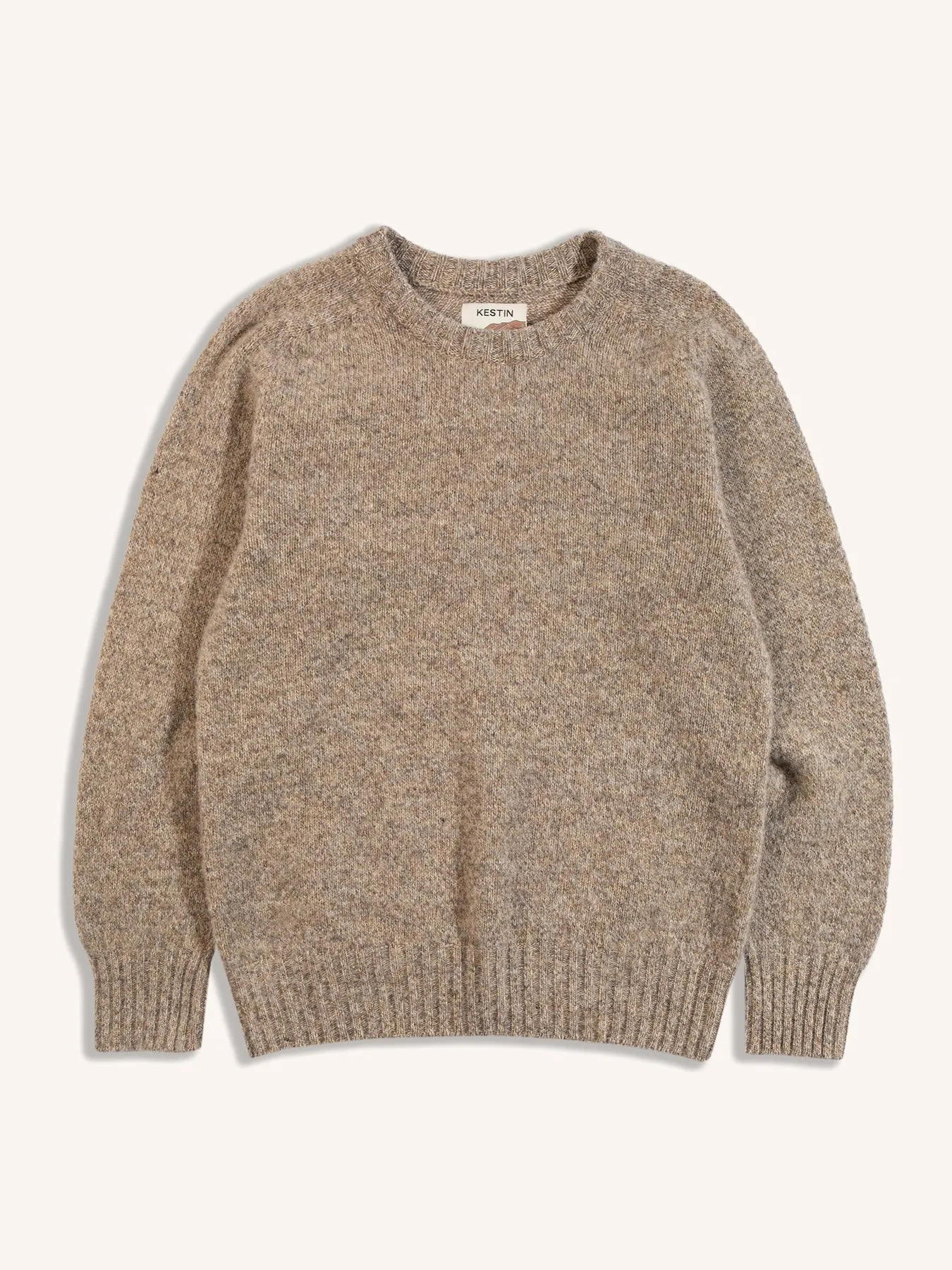 Brushed Shetland Crew in Mushroom Lambswool sold by Kestin