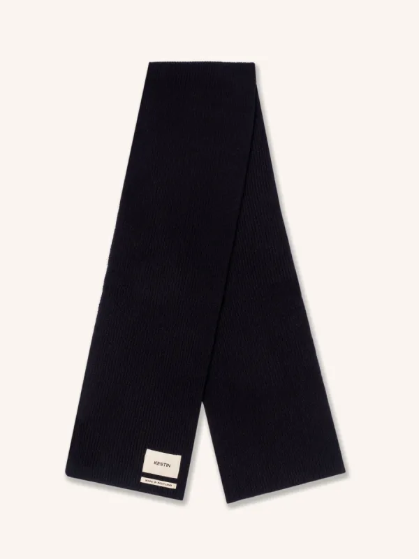 Braemar Scarf in Navy Lambswool sold by Kestin