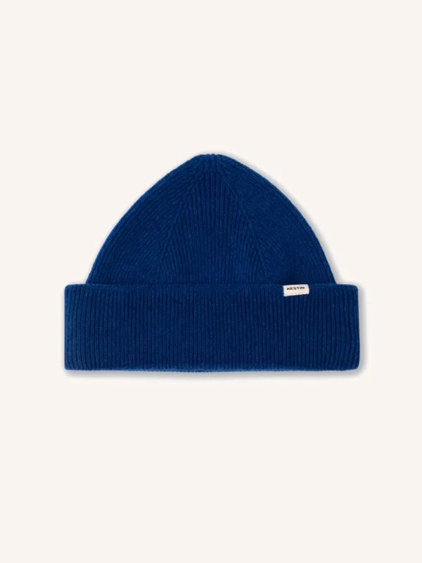 Braemar Beanie in Cobalt Lambswool sold by Kestin