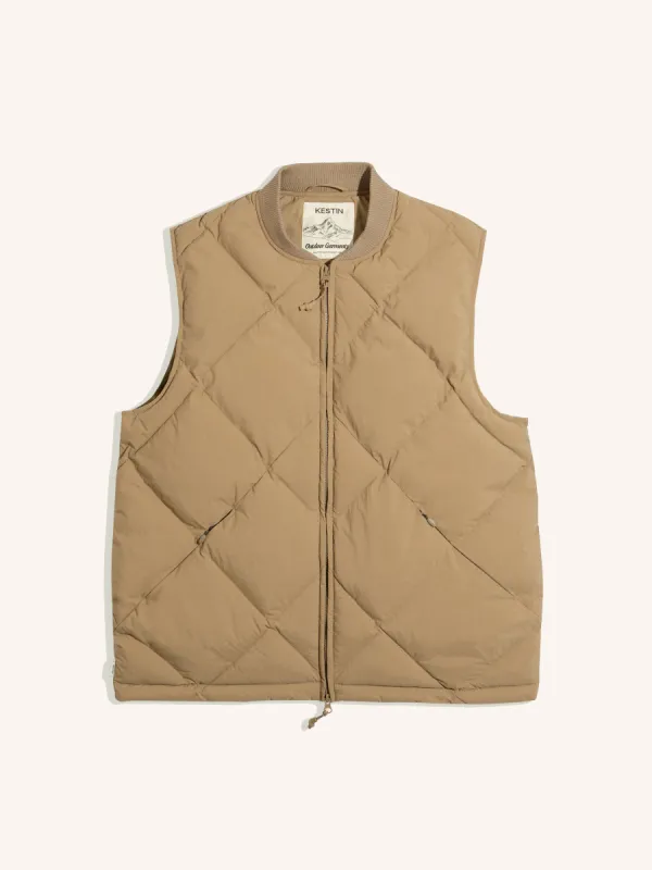 Linton Padded Vest In Sand Recycled Nylon made by Kestin