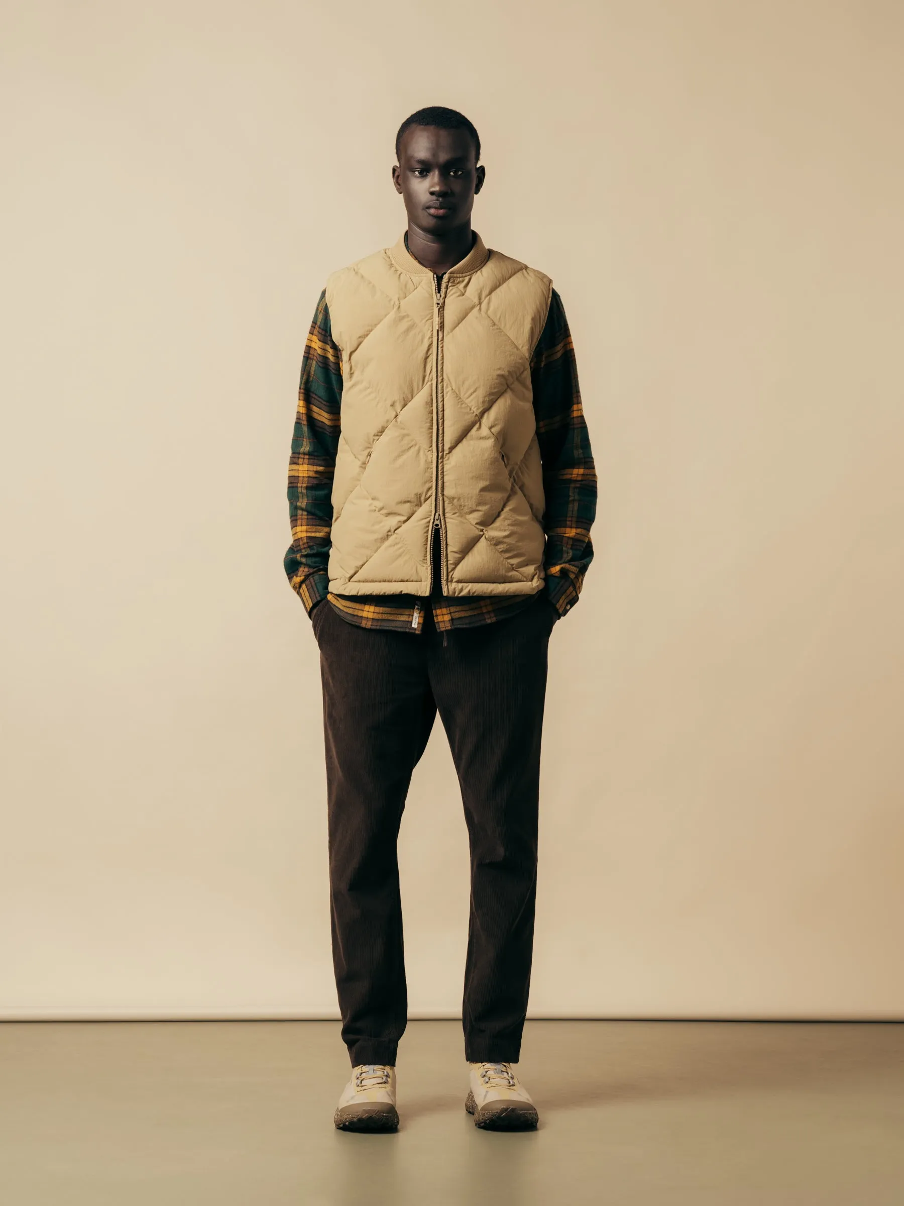 Linton Padded Vest In Sand Recycled Nylon sold by Kestin product image thumbnail 3