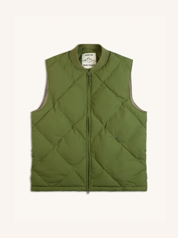 Linton Padded Vest In Grass Green Recycled Nylon made by Kestin