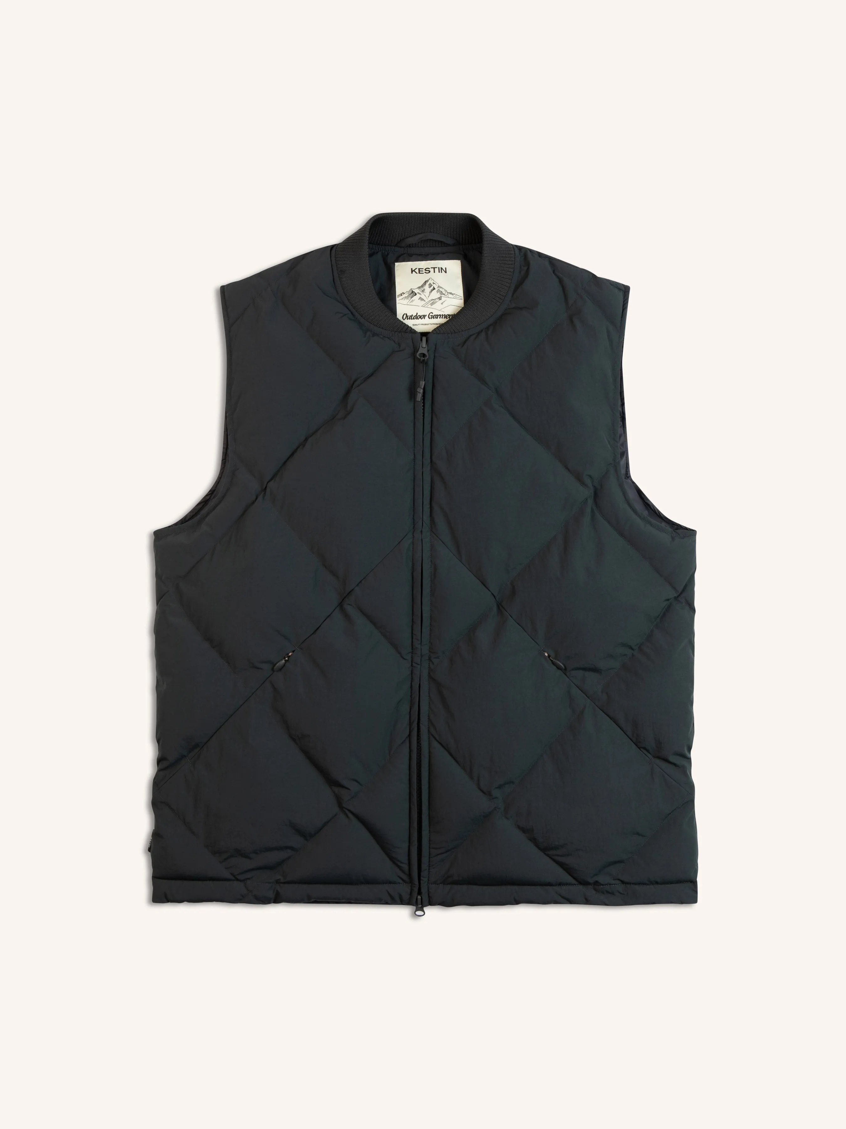 Linton Padded Vest In Charcoal Recycled Nylon sold by Kestin