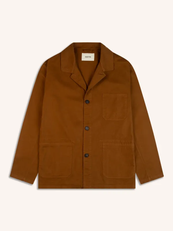 Port Jacket In Tobacco Cotton Twill sold by Kestin