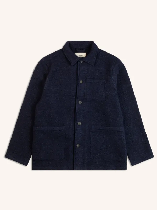 Ormiston Jacket In Midnight Blue Wool Blend sold by Kestin