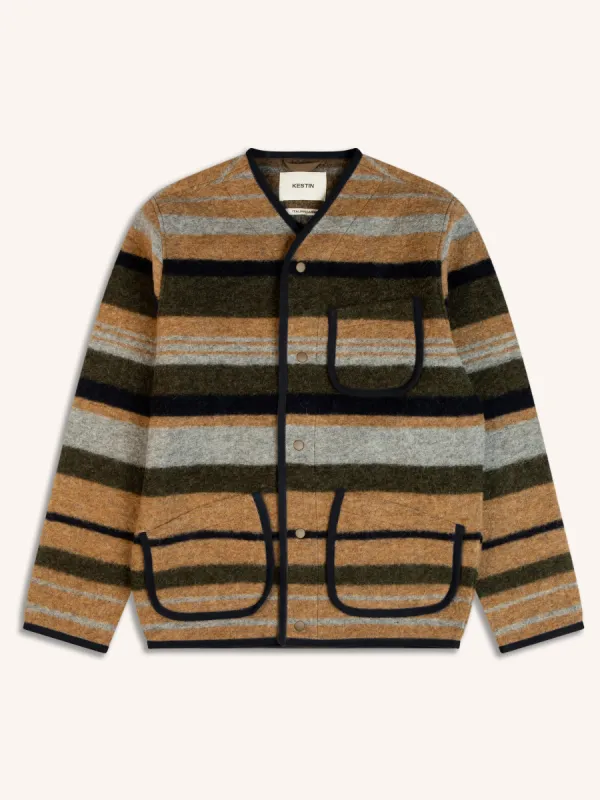 Neist Cardigan In Stripe Italian Wool made by Kestin